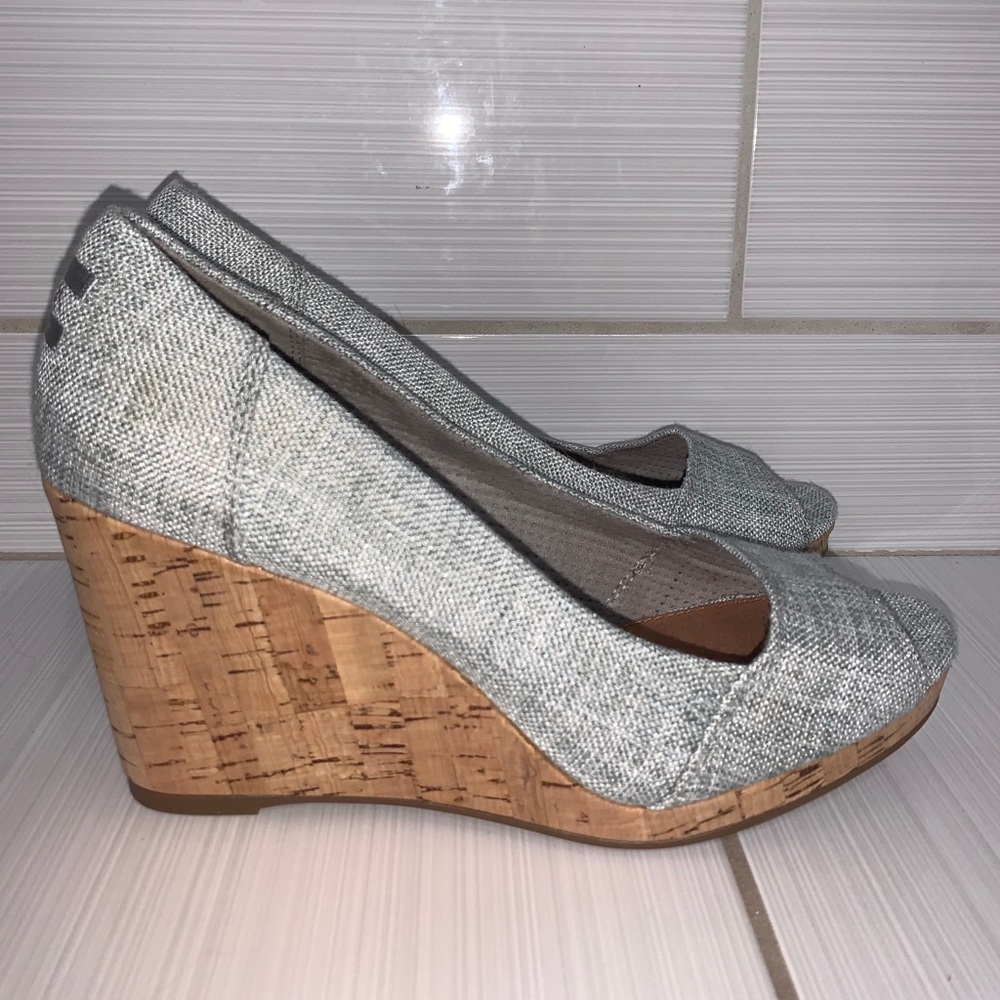 Toms wedge heels light blue brand new size 9